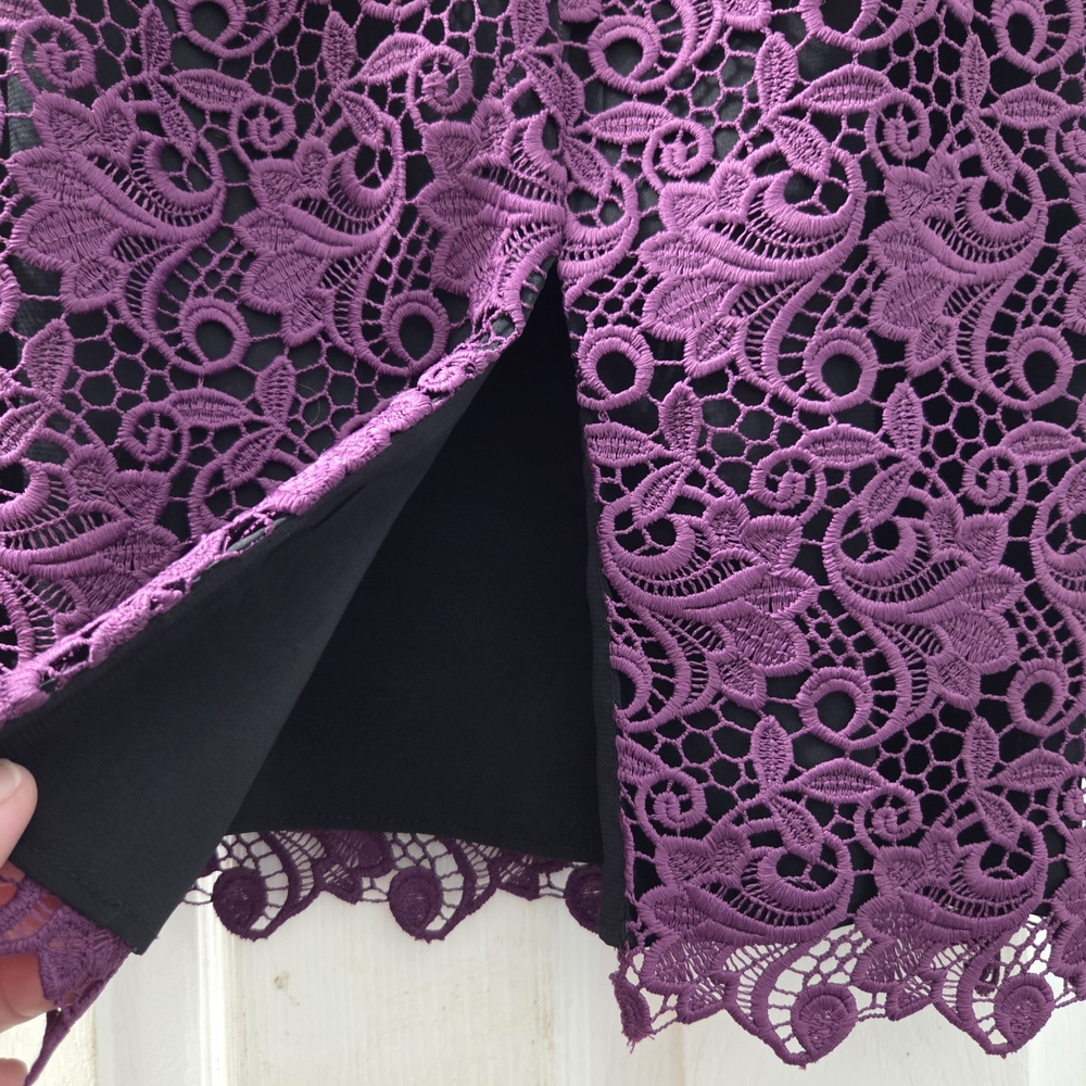 Alice + Olivia Plum Lace Midi Dress - Picture 5 of 6